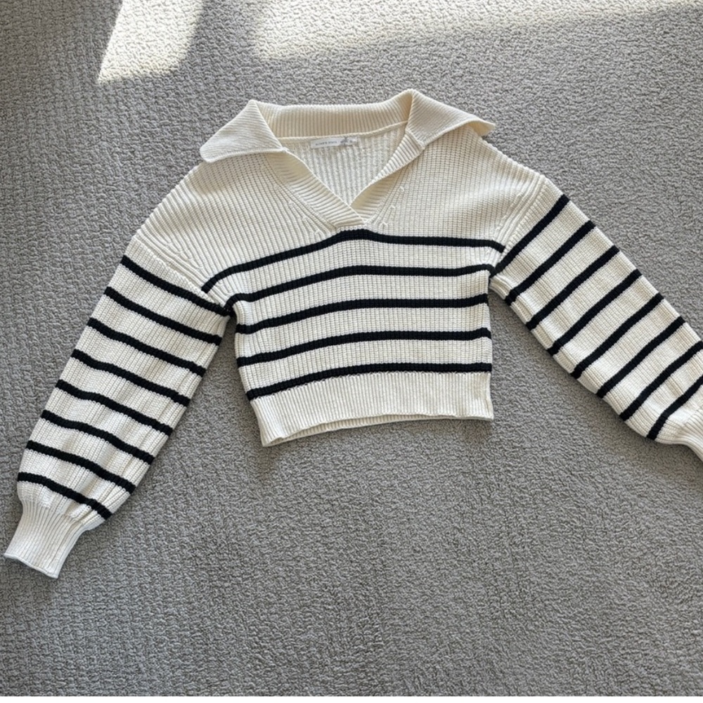 Altard state preppy sweater | black and cream striped